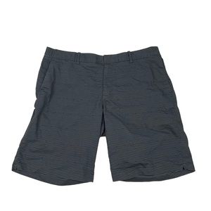 Nike Dri fit athletic golf black grey striped shorts